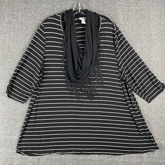 Catherines Top Womens 2X Detachable Scarf Work Office Everyday Casual Stretchy - Picture 2 of 10